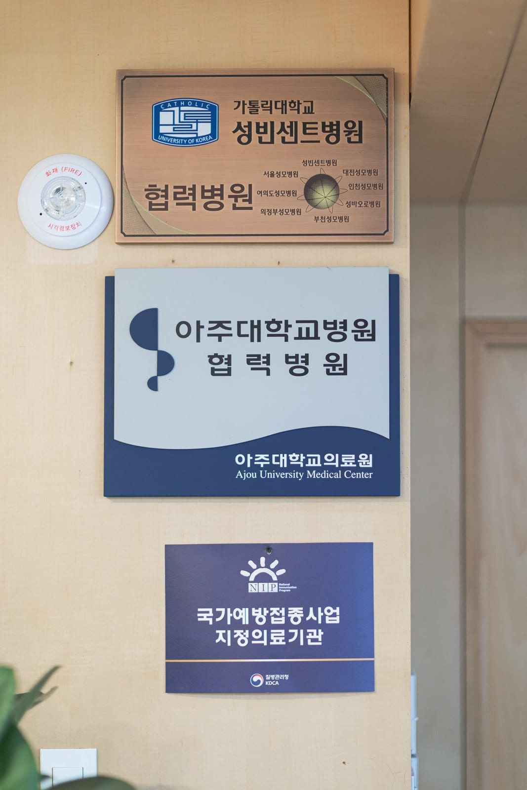 윈산부인과에 걸린 국가예방접종사업 지정의료기관 표지 — 지원 대상이라면 원내에서 무료 접종을 받을 수 있습니다